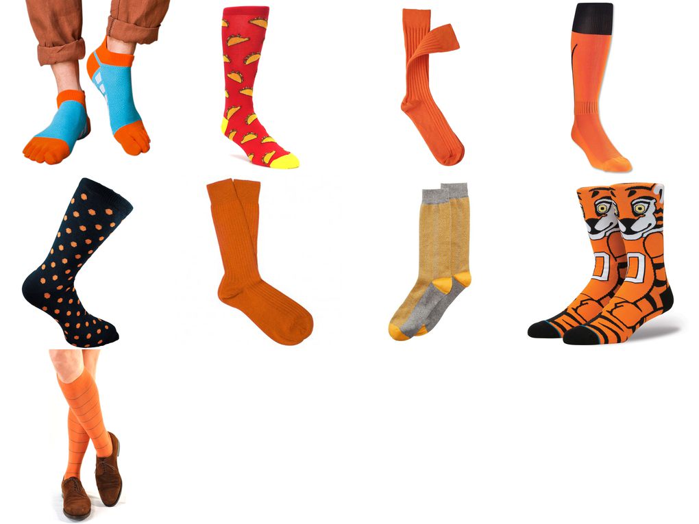 orange mens socks